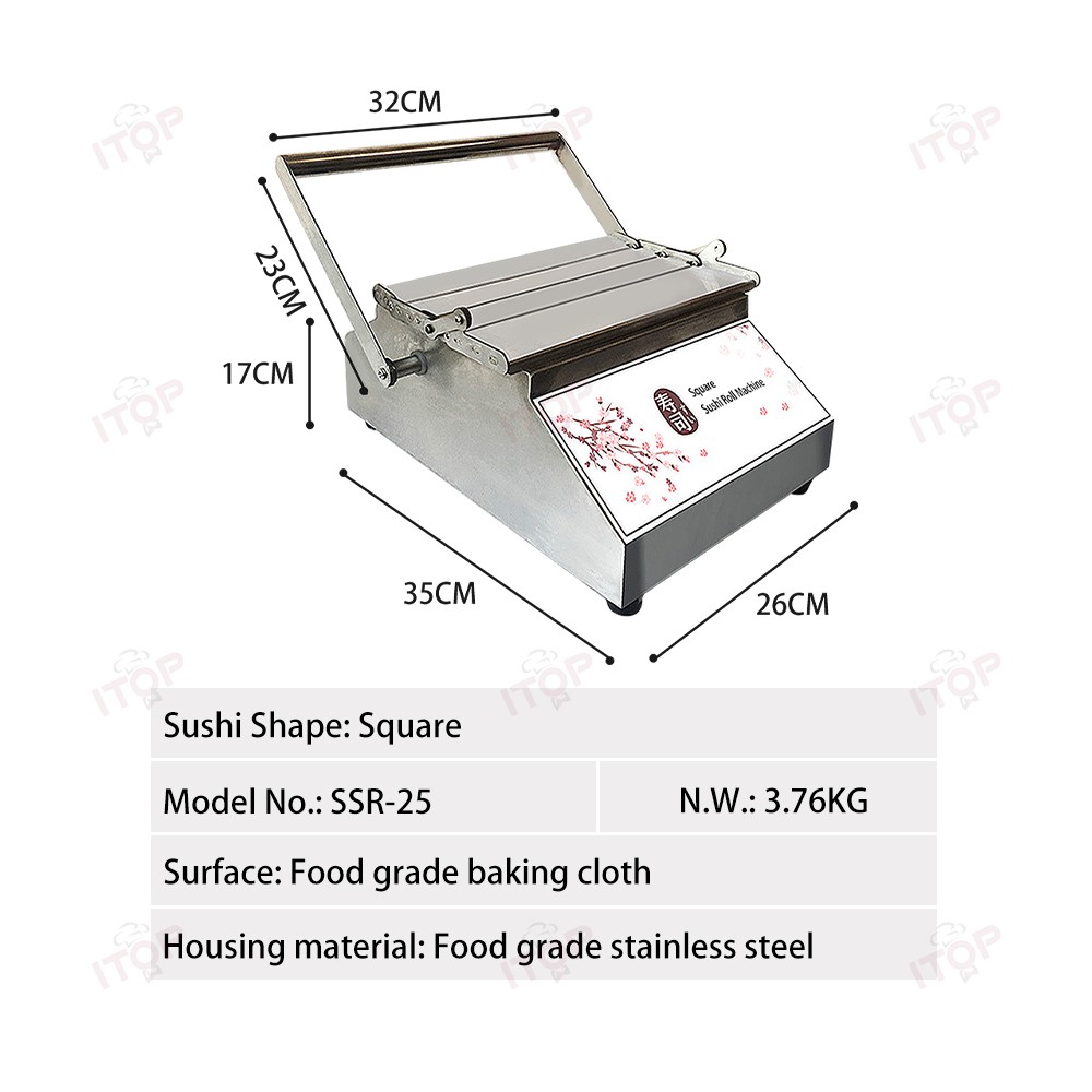 NEW! Round/Square Sushi Roll Making Machine Tabletop Sushi Forming Roller Maker