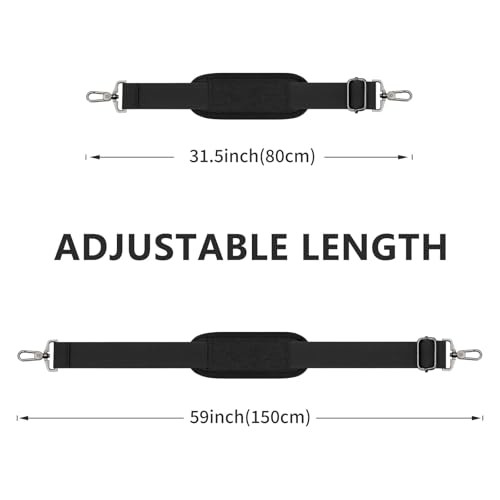 RAINYEAR 59 Inch Shoulder Strap, Adjustable Soft Padded Replacement Black
