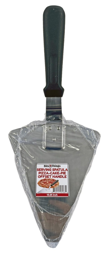 13.25" Extra Large Pizza Pie Cake Server Black Offset Handle Stainless