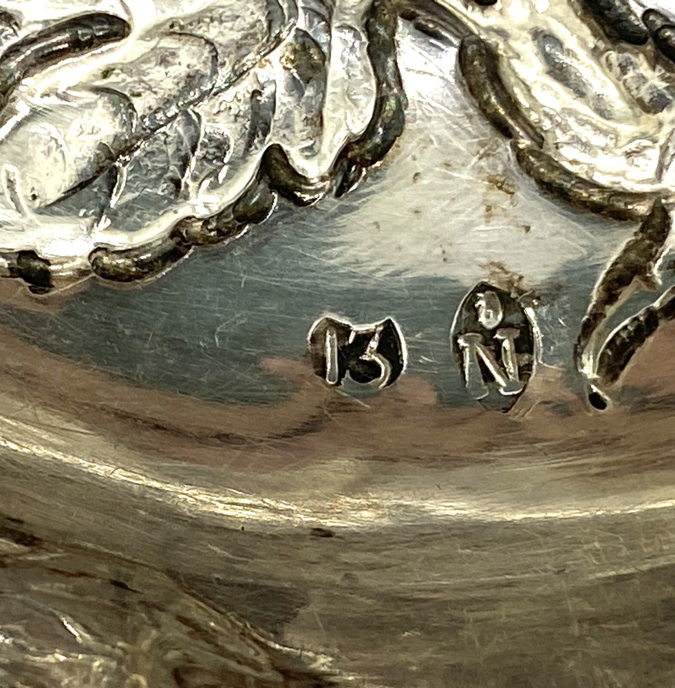 Antique Austrian Sterling Silver Repousee Nut Dish 3.1/2”
