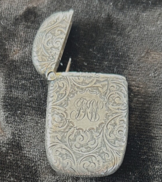 Antique Victorian Sterling Silver Repousse Match Safe