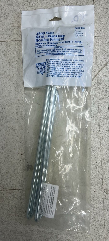 4500 Watt Water Heater Element. 9000095. 1" N.P.S. APCOM.