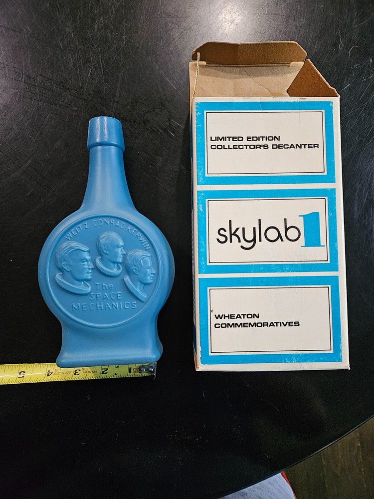 Sky Lab Weaton blue glass commemorative bottle