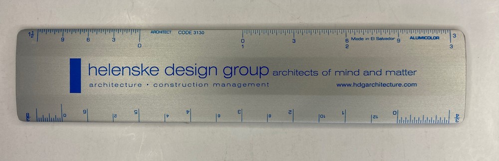 Architect Engineer Flat 8-Scale 6" Ruler Double Bevel Aluminum Helenske Design