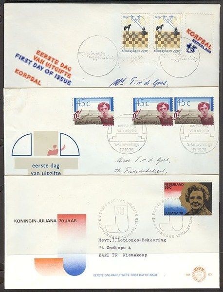 NETHERLANDS FDC’s (x6) 1977/79 (ID:383/D28501)