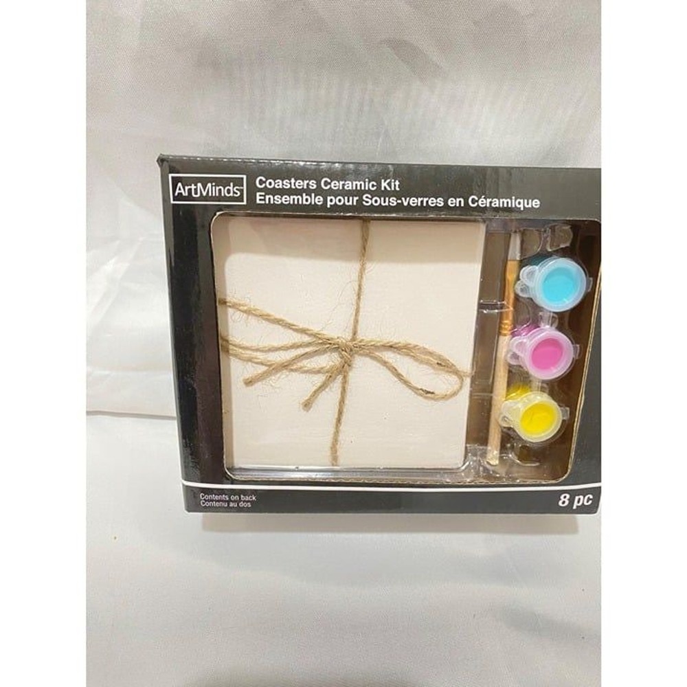 ArtMinds Ceramic Coaster Kit 8 Piece DIY Paintable