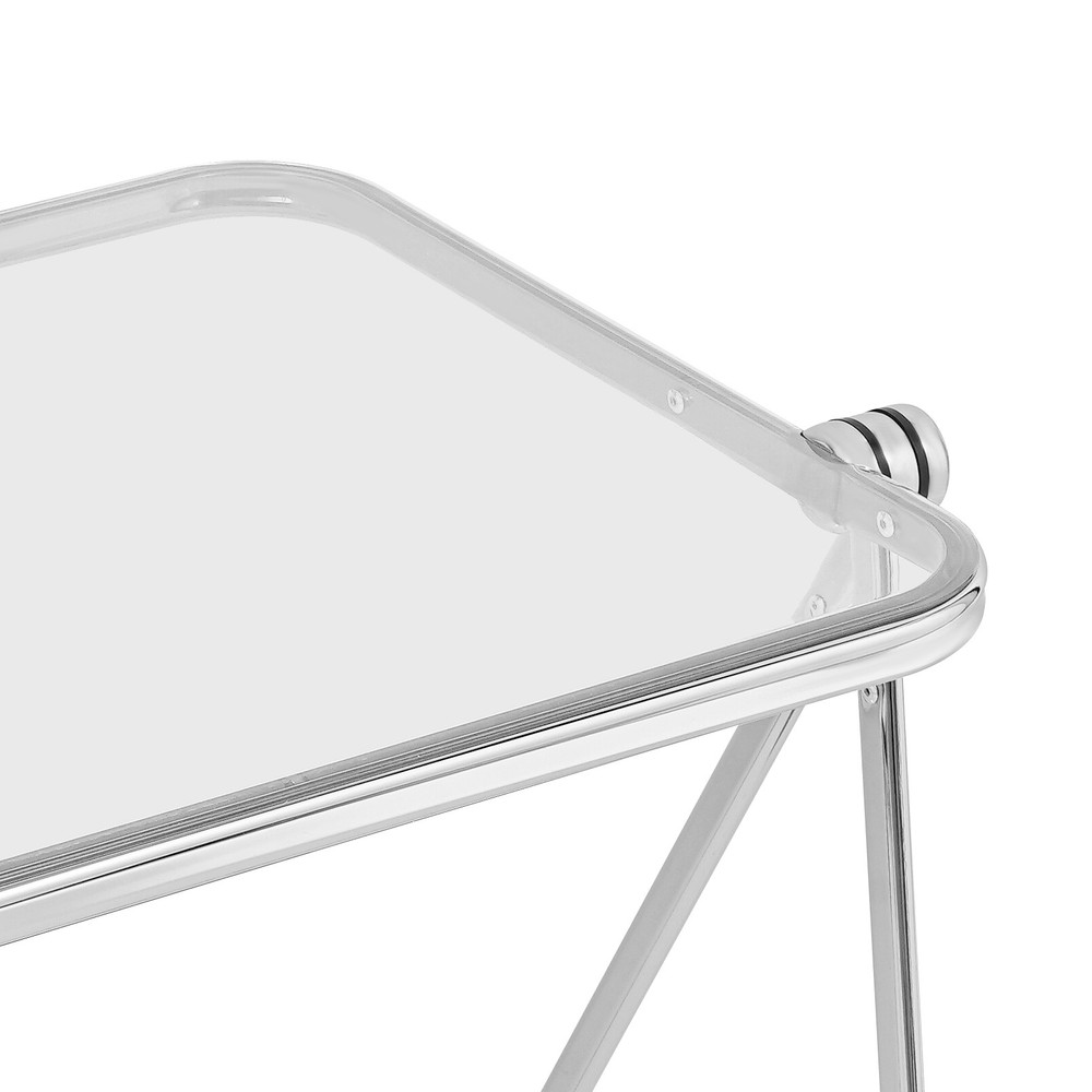 Clear Foldable Side Table Tiny Desk For Home Office Small Indoor Computer Desk