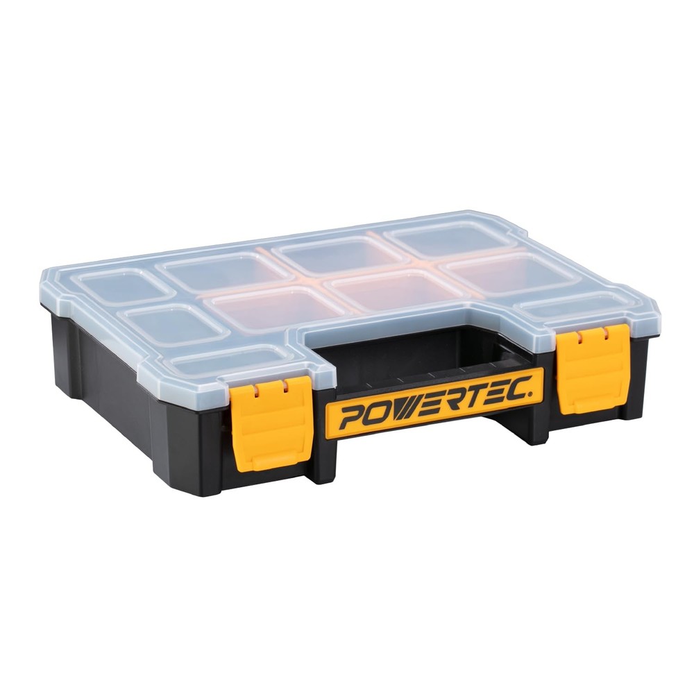 Small Parts Organizer & Tool Box – 10 Compartments, Stackable Storage with Re...