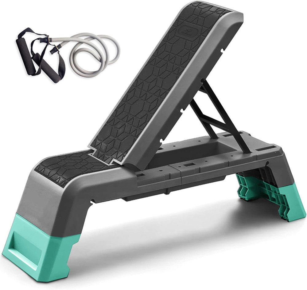 Exercise Step Platform, Multifunctional Aerobic Deck with Cord and Adjustable Du