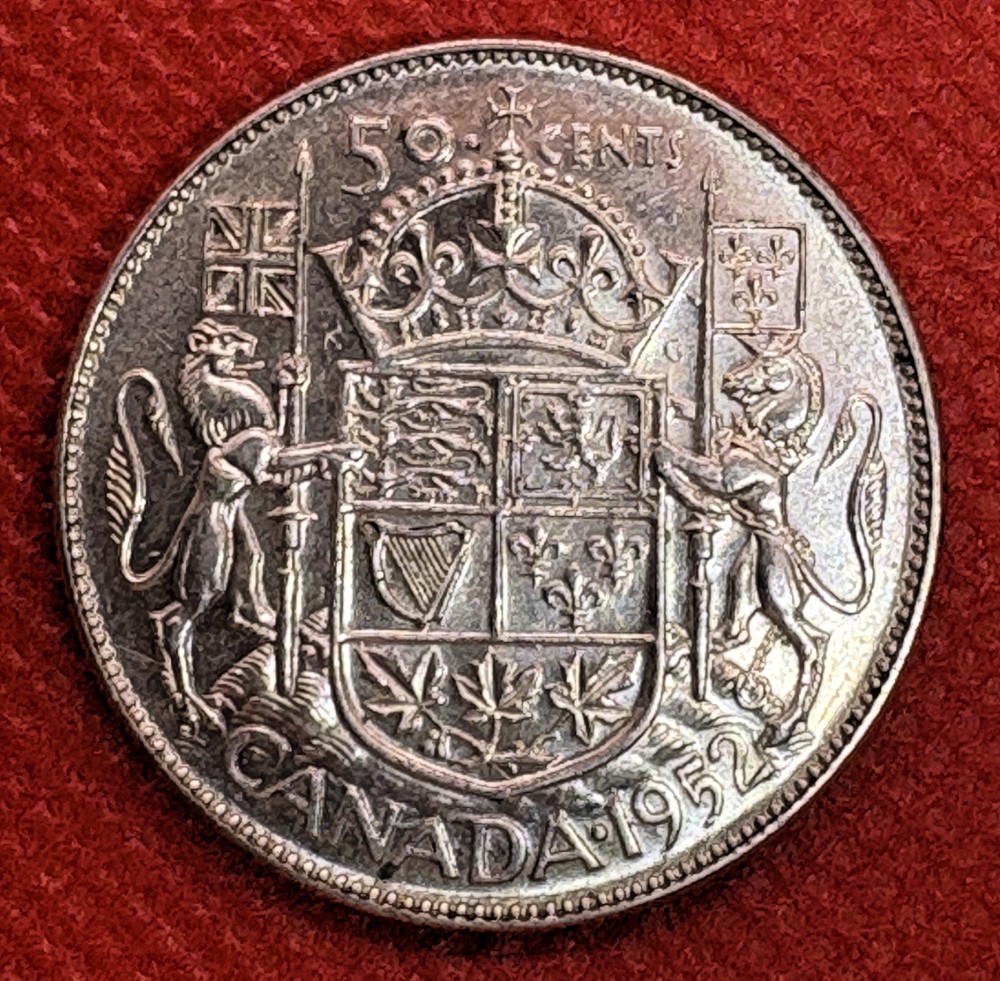 1952 Canada 50 Cents - Sharp Canadian Silver Half Dollar - SILVER