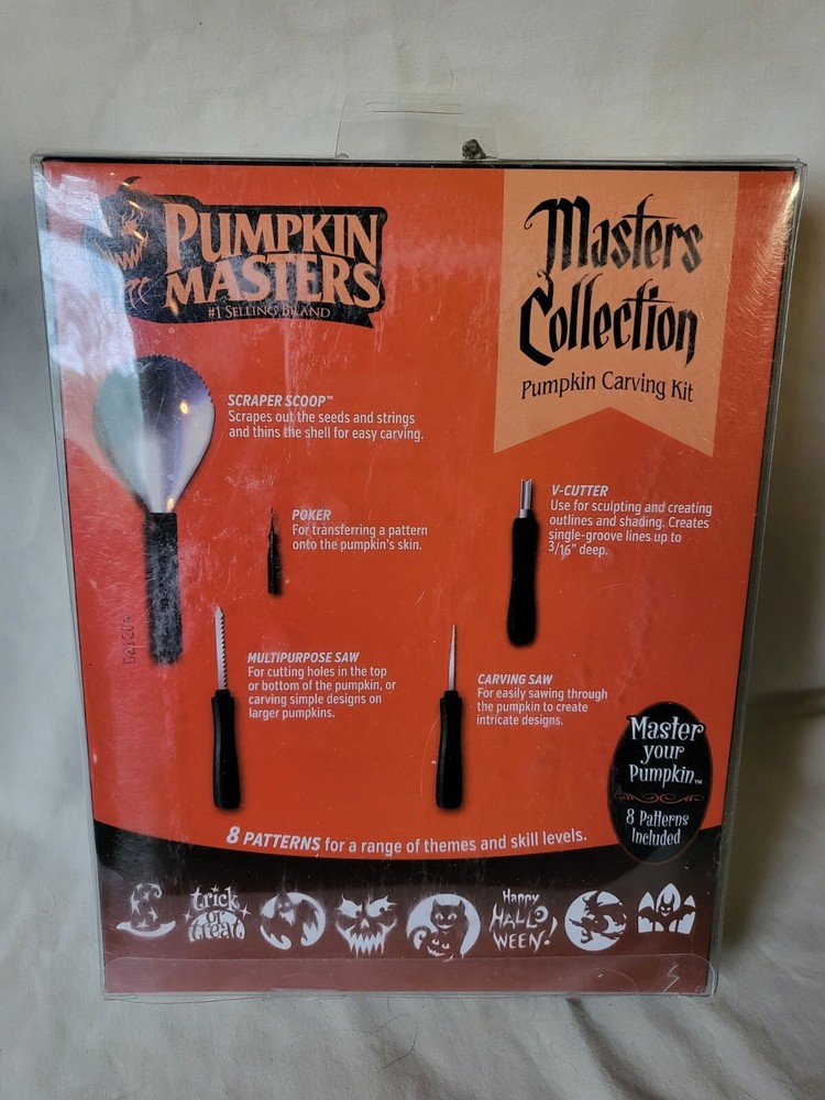 Pumpkin Carving Kit Set 5 Tools 8 Patterns Stainless C2