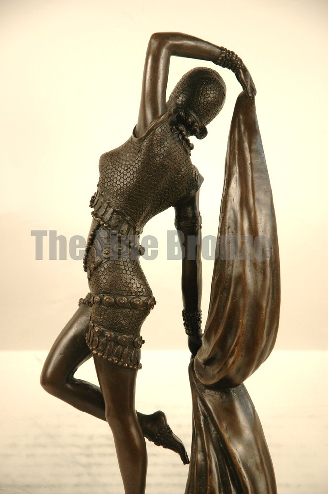 Signed D.H.Chiparus, bronze statue art deco dancer Yambo sculpture
