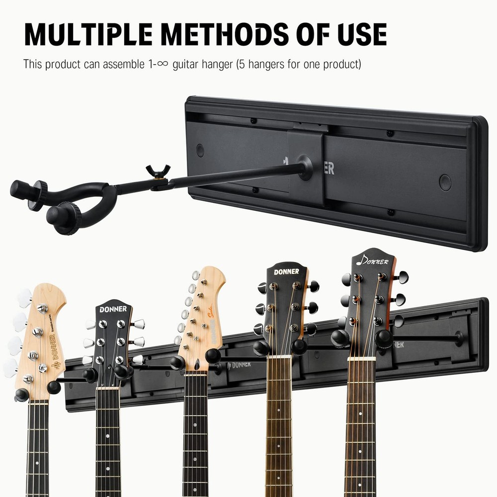 5 Guitar Wall Mount Rack Adjustable Hangers Easy Install Space Saving Design