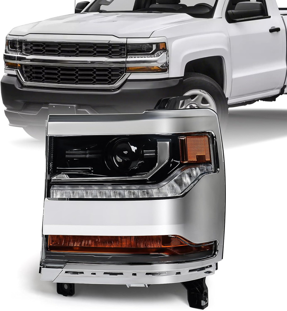 Headlight Assembly Compatible with Chevy Silverado 1500 2016 2017 2018 (Hid/Xeno