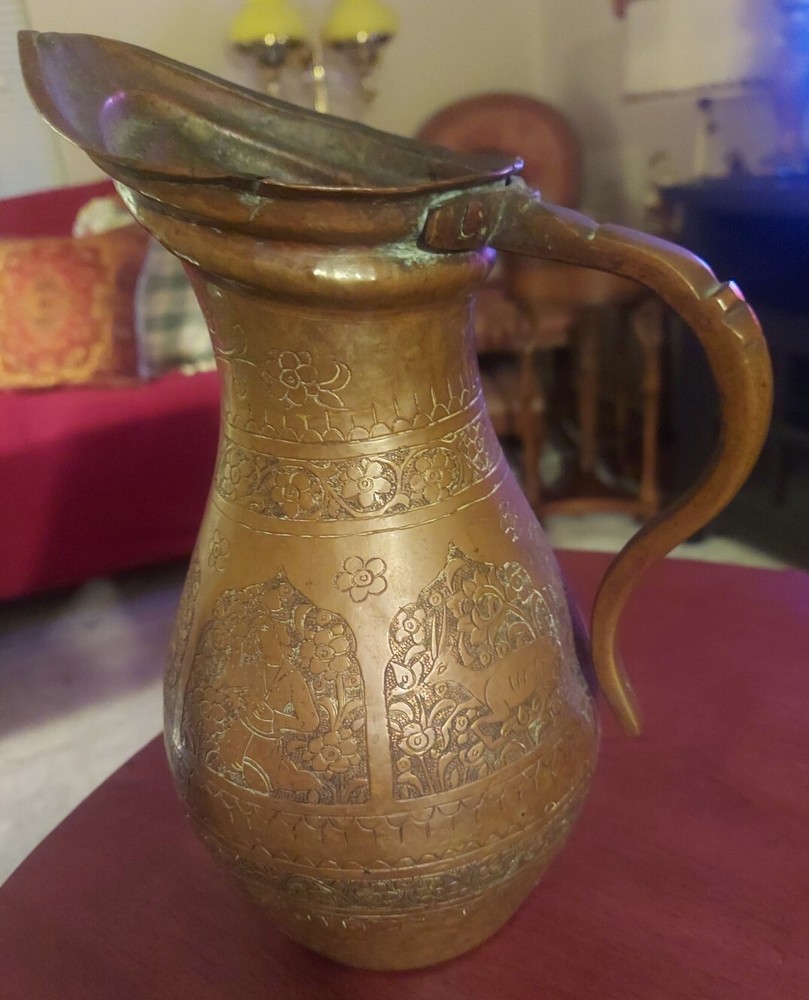 Vintage Antique Middle Eastern Copper Water Pitcher