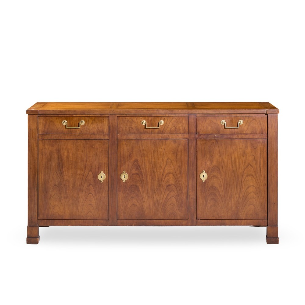 Baker Walnut and Brass Buffet Credenza