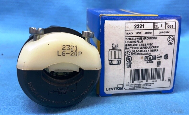LEVITON 2321 LOCKING PLUG 20A-250V, L6-20