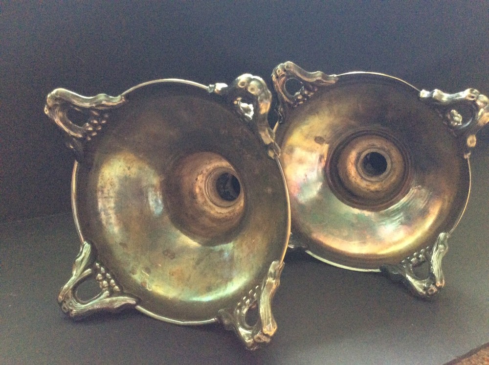 Pair of European Solid Silver Sabbath Candleholders
