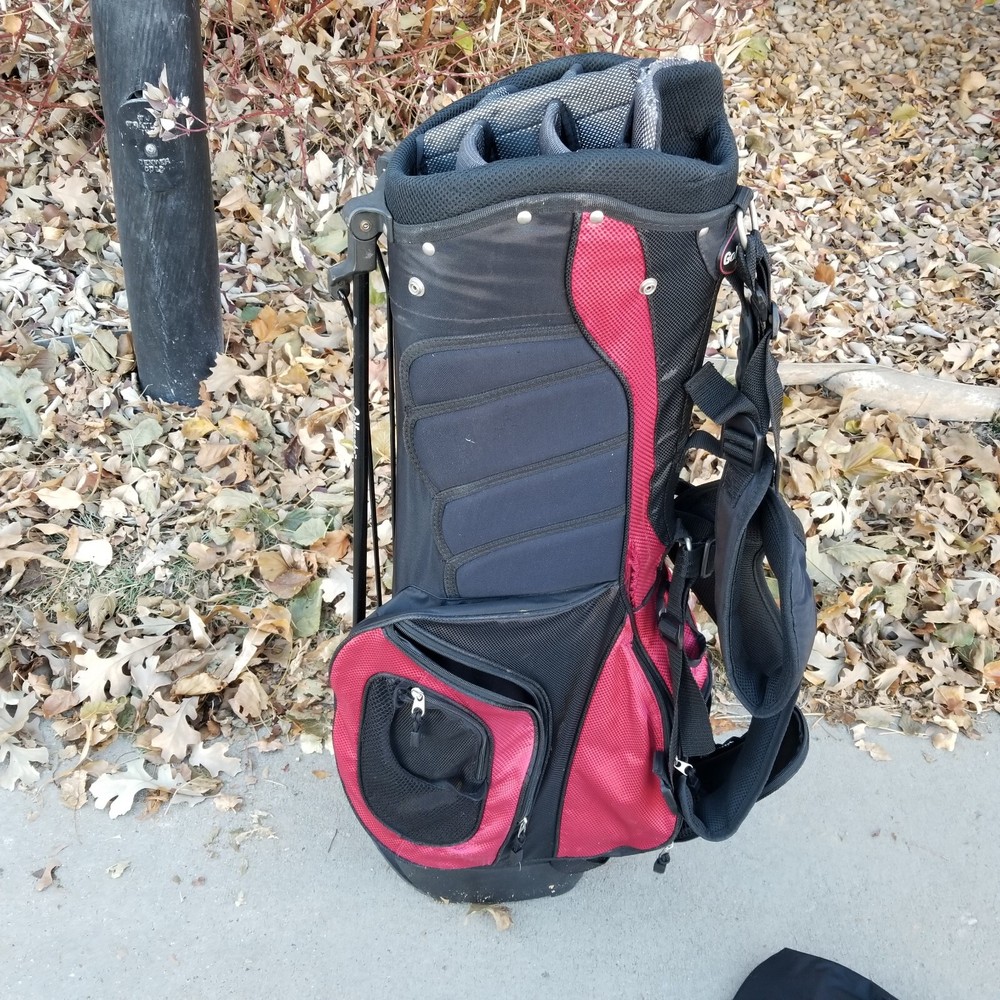 Golf stand bag Golfmate MATE black red shoulder strap