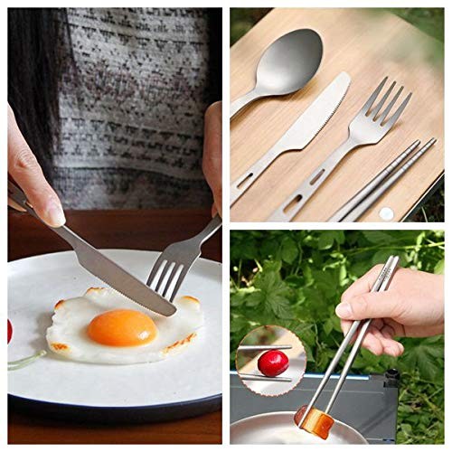 Titanium Ultra-Light Weight Tableware Durable Knife Fork Spoon Chopsticks Cut...