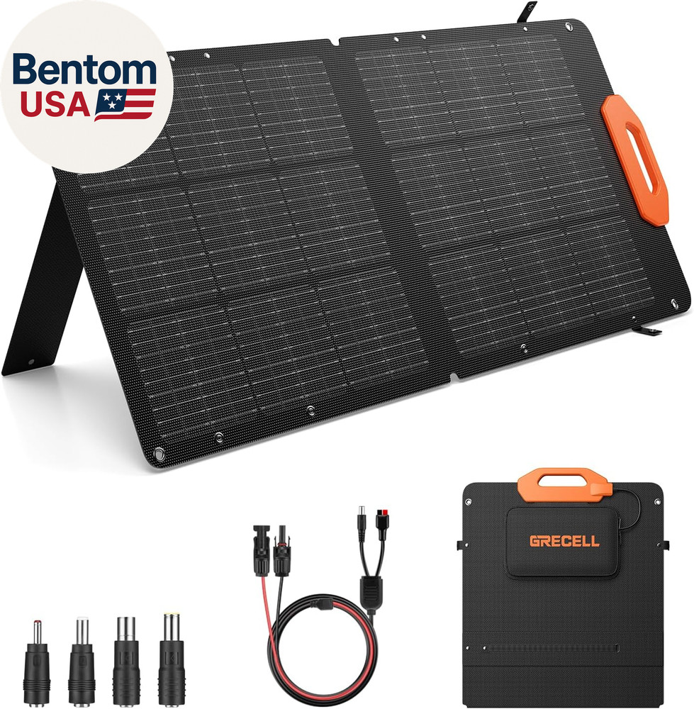 100W Solar Panel, 21.5V Portable Foldable Solar Panel 24% High Efficiency with F