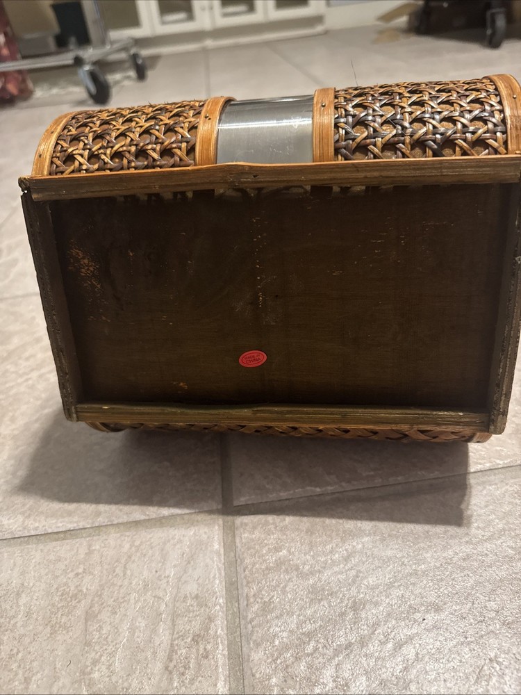Antique Wicker Chest With Lock Closure Trinket Box
