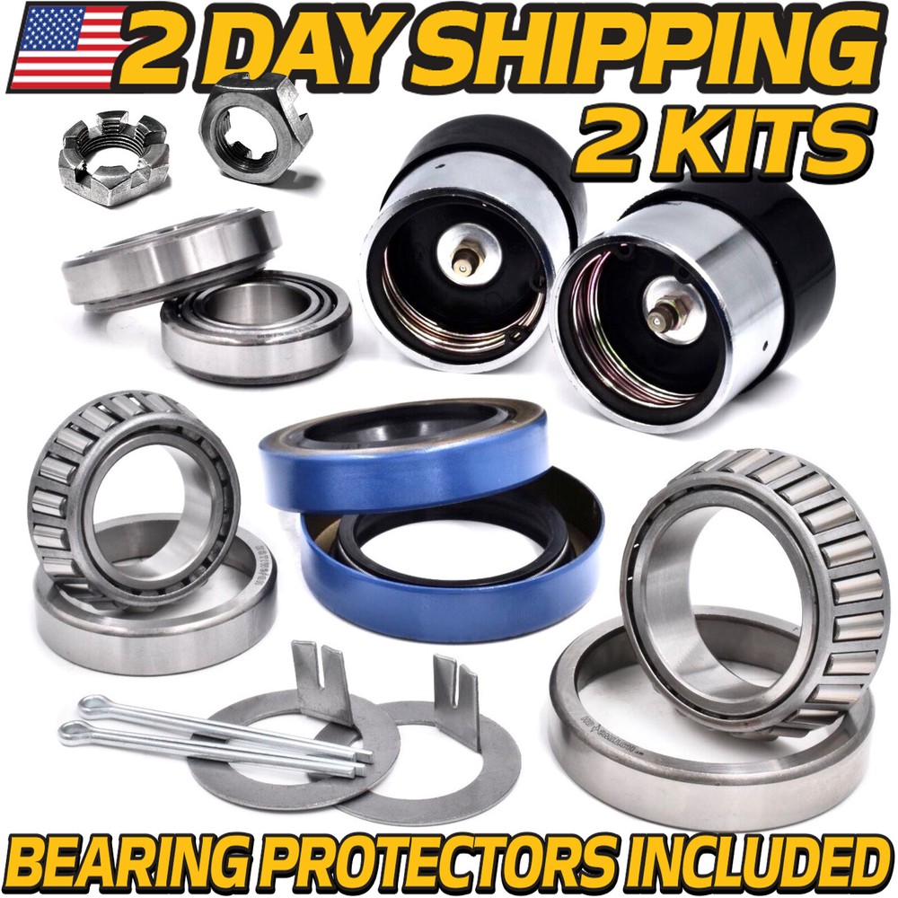 (2 Kits) Trailer Bearings 1-1/16 & 1-3/8 inch L44649/10 & L68149/11 w/Protectors