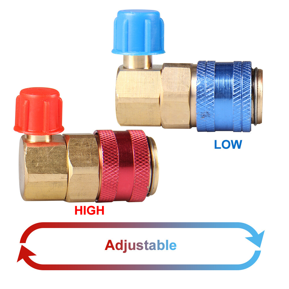 Pair AC A/C Manifold Gauge Conversion Kit High Low Quick Connector Adapter