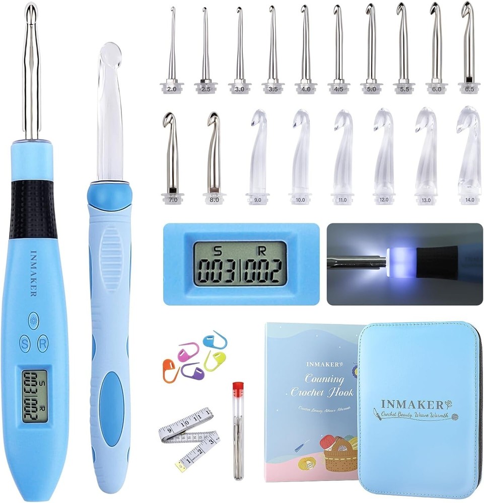 Travel-Friendly Crochet Hooks with LED Lights and Easy Counting Functionality