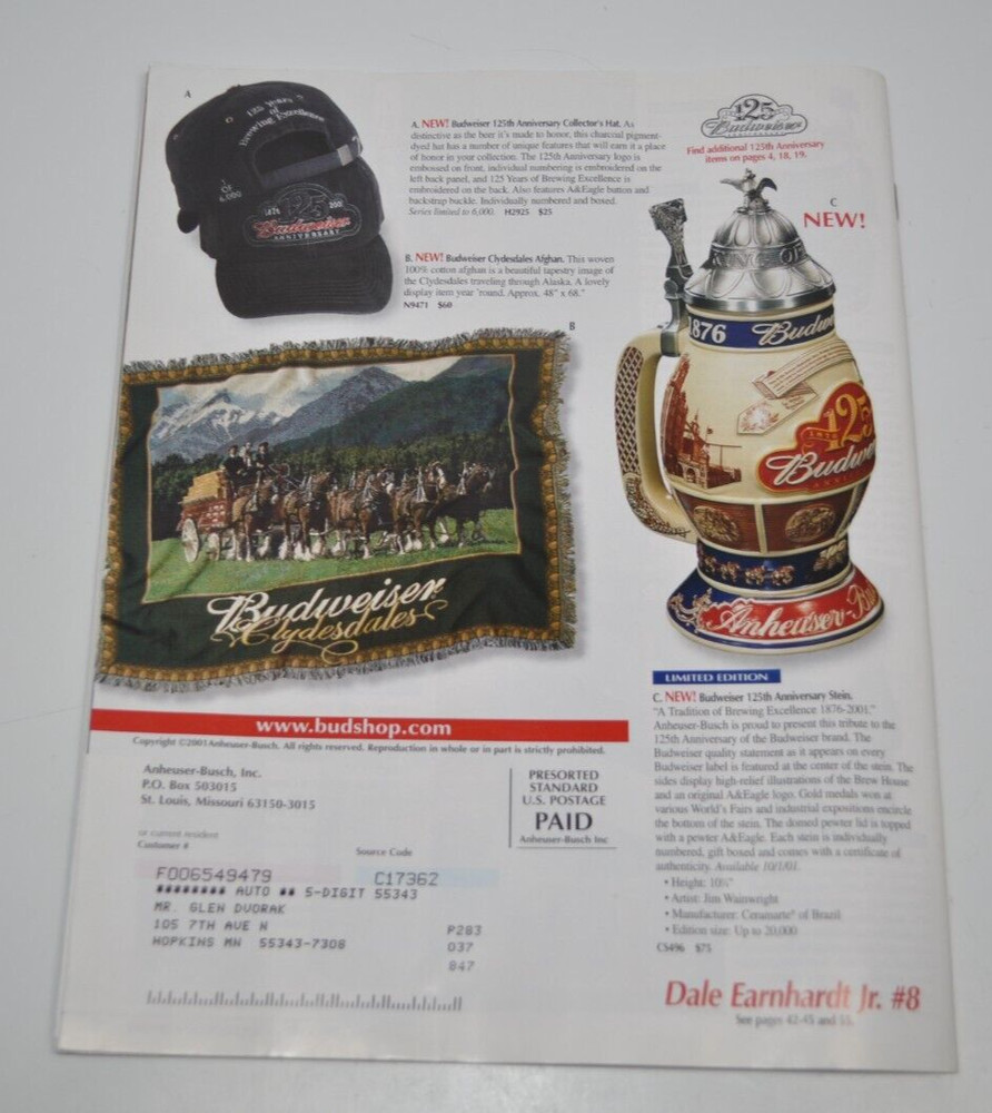 Budweiser Genuine Collection Gift Catalog - Early Fall 2001
