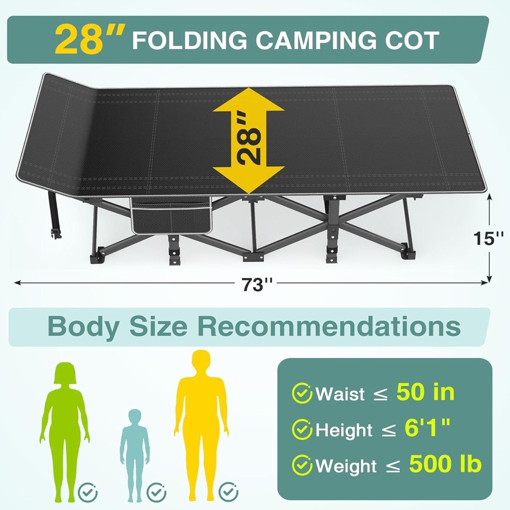 Compact Foldable Sleeping Cot - Waterproof & Lightweight for Adventurous Sleep