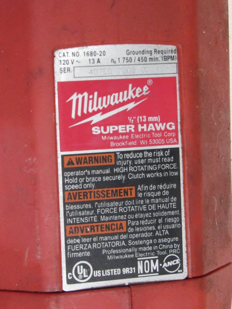 Milwaukee 1/2" Super Hawg Drill 1680-20