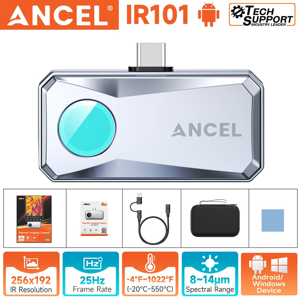 ANCEL Thermal Imaging Camera for Android 256x192 IR Resolution 25Hz Refresh Rate
