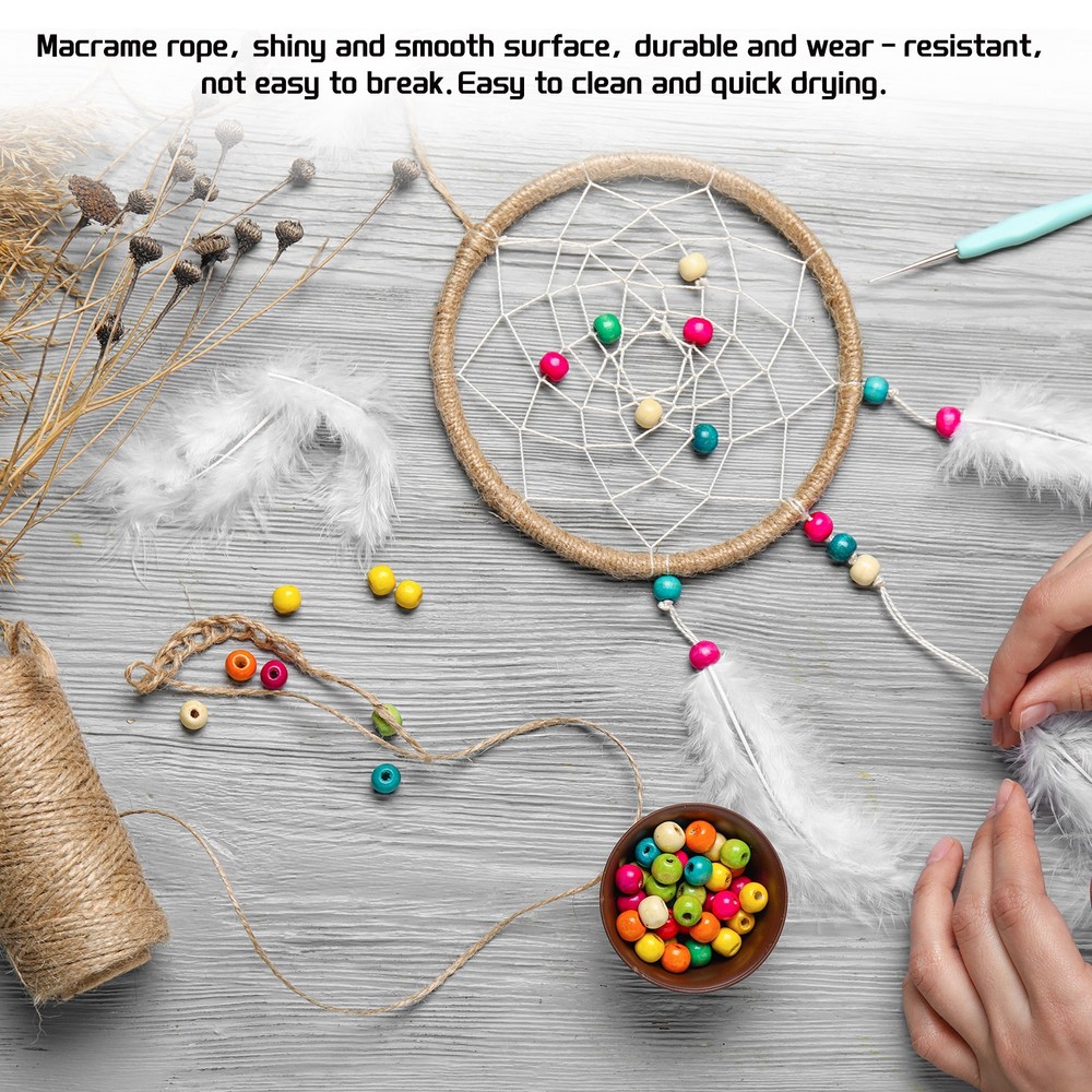 Macrame Cord 2.5mm x 109 Yard, Polyester Macrame Rope Twisted Yarn-Light Yellow