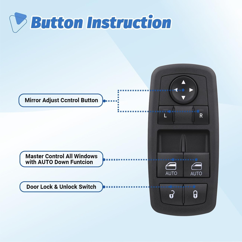 2015-22 Dodge Challenger Driver Side Power Window Switch–Compatible Replacement