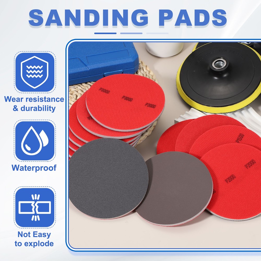 Bowling Ball Sanding Pads, 5" Hook & Loop Polishing Discs Grit 2000 6 Pack