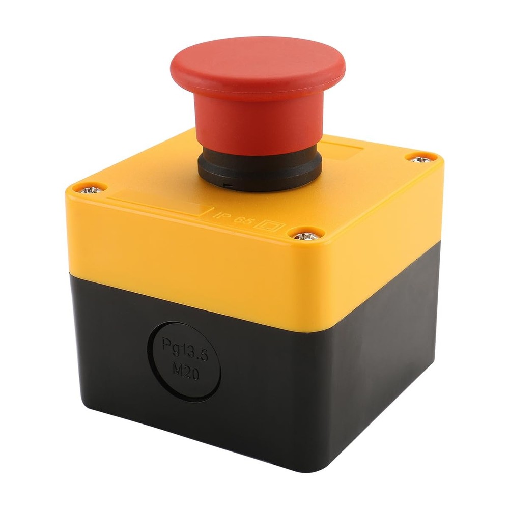 Baomain Red Sign Momentary Emergency Stop Weatherproof Push Button Switch...