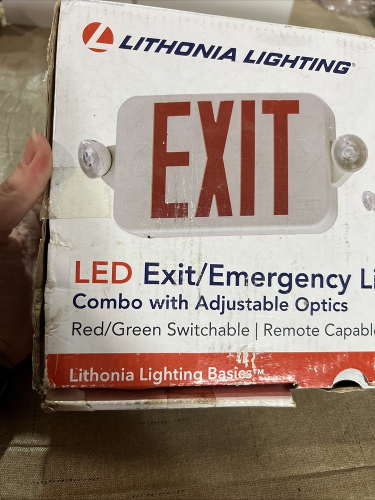 NEW Lithonia Lighting LED Emergency Light/Exit Combo w/ 2 Lamps Switchable