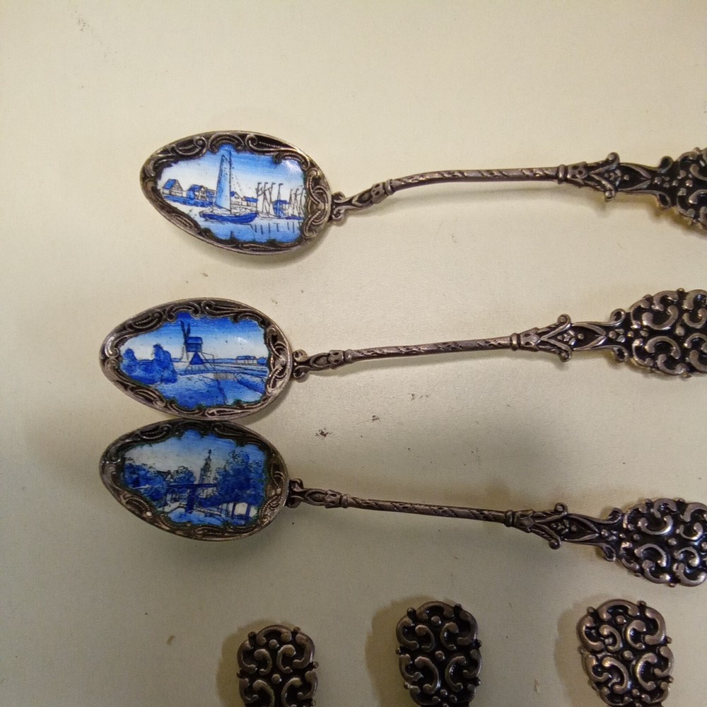Czesuoslavia Painted Silver Plated Teaspoons