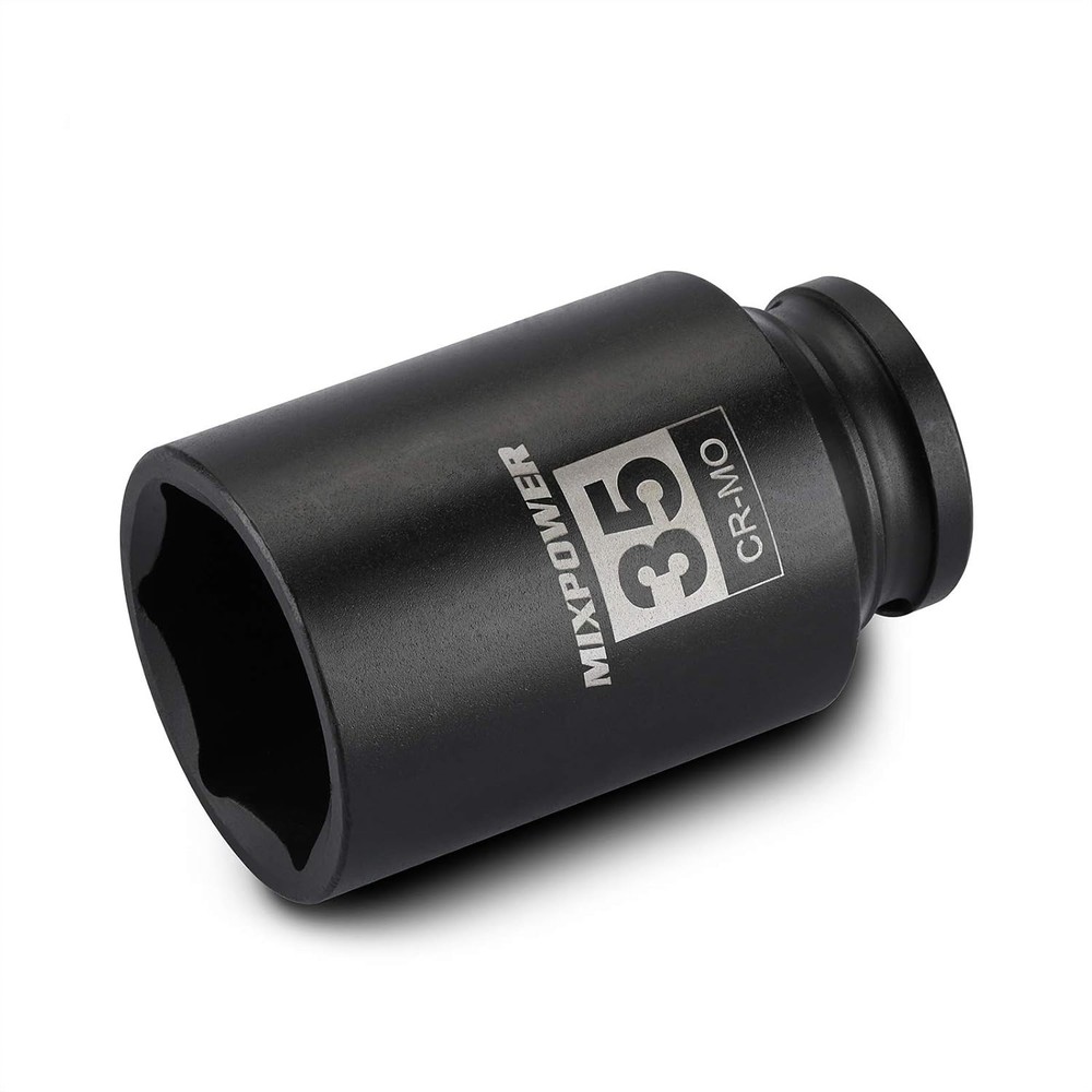 High-Torque 1/2" Drive Deep Impact Socket, 35mm - Engineered for Impact Drivers