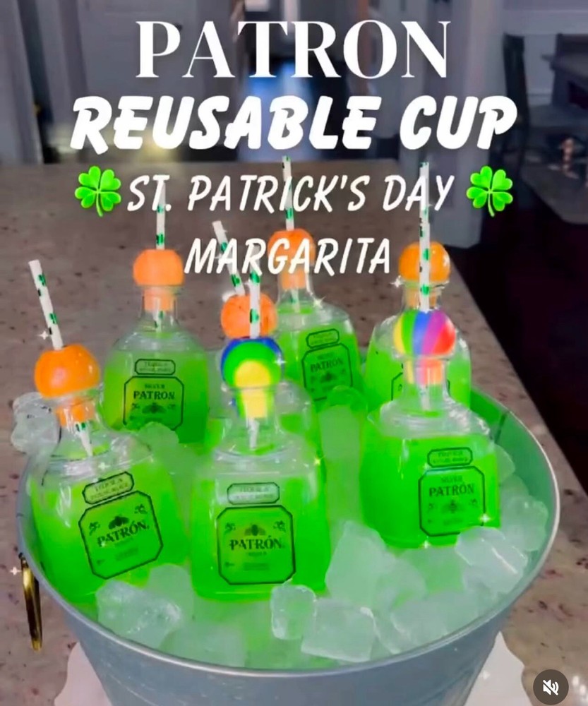 4/$50 Reusable Patron Drinking Cups With Straw