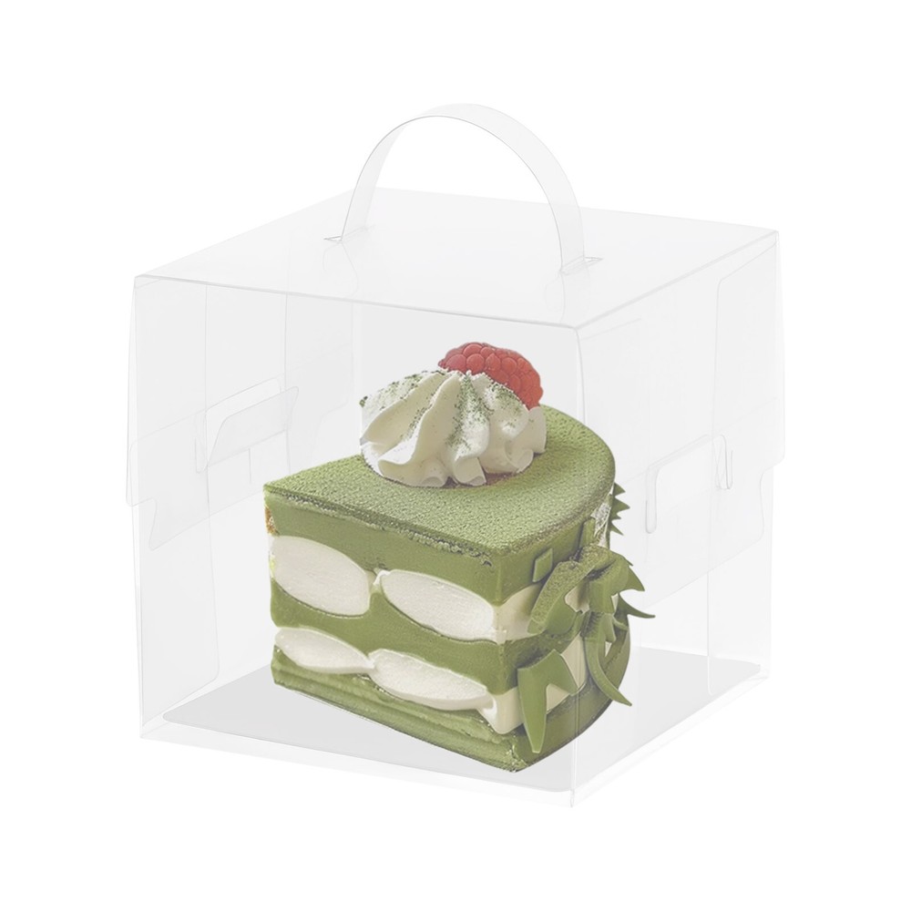 50 Pcs Clear Cake Boxes, Square Clear Cake Boxes, Cake Carrier with Handle