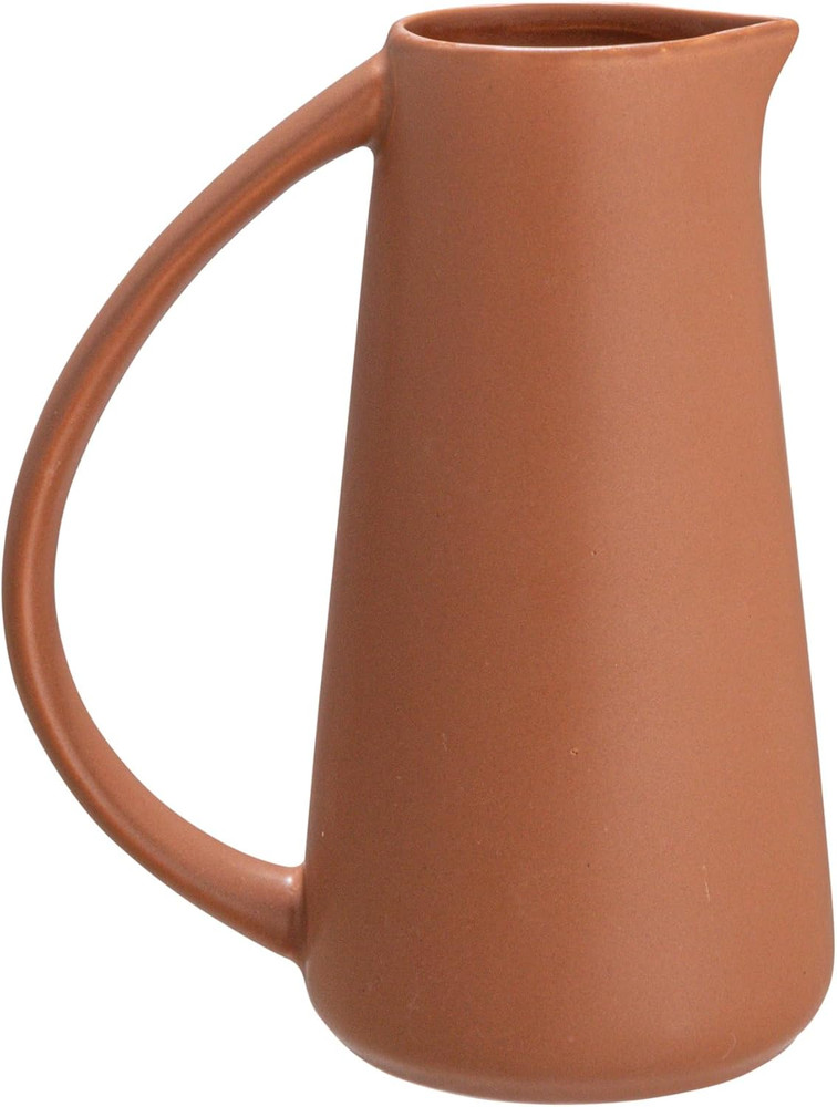 Modern Stoneware Pitcher, Matte Terracotta
