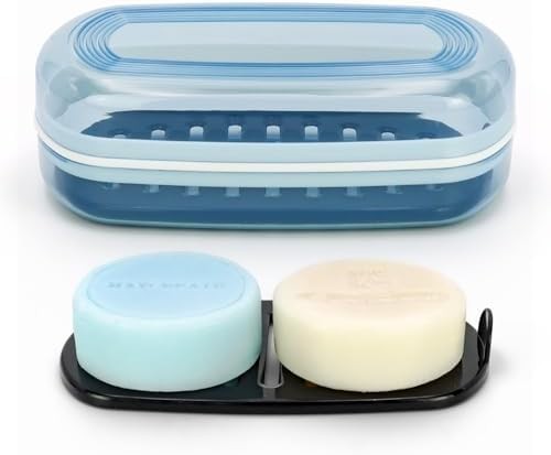 OZNER Solid Shampoo Bar Holder,Travel Soap Case,Large Blue