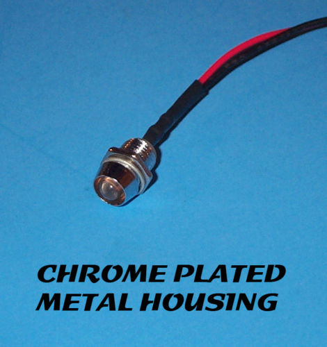 LED - 5mm PRE WIRED 12 VOLT WITH CHROME BEZEL - WHITE