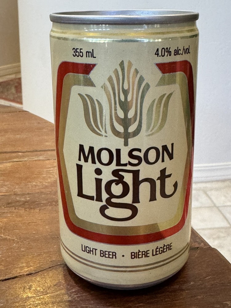 Molson Light Beer - 355 ml Empty Beer Can Top Opened - Canada
