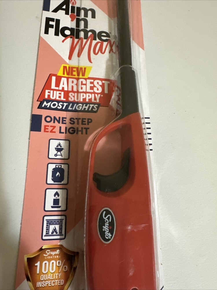 Scripto Aim N Flame Max Ez Light Red Lighter