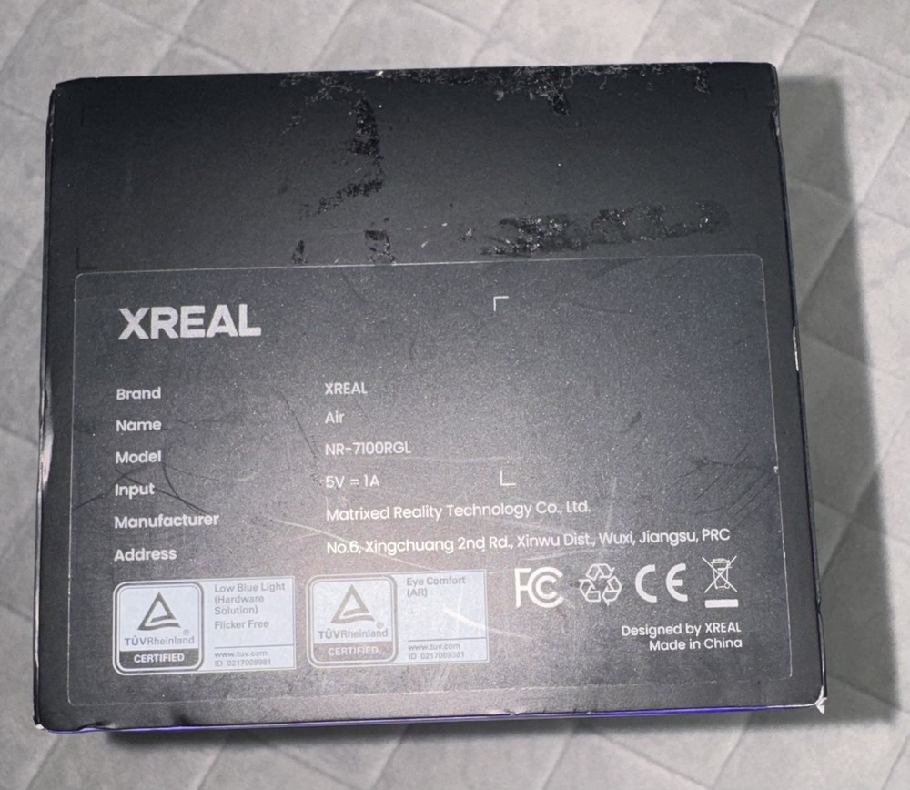 XREAL Air NR-7100RGL Black USB-C Bluetooth Rectangular AR Smart Glasses