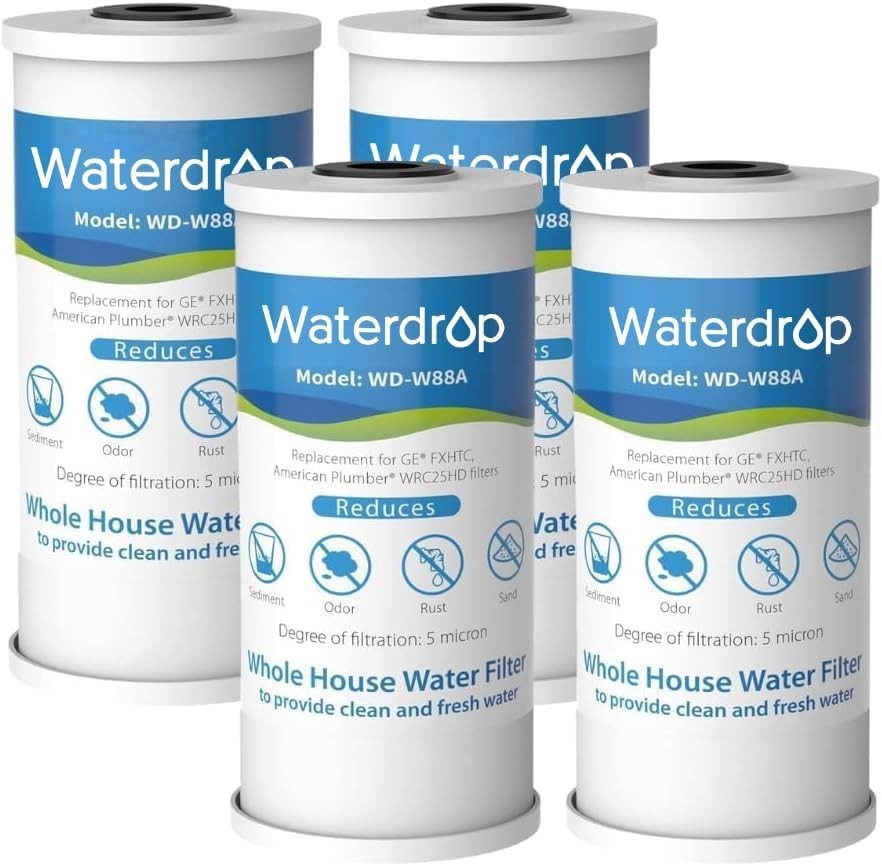 Waterdrop FXHTC Whole House Carbon Water Filter, Replacement for GE® FXHTC, (4)