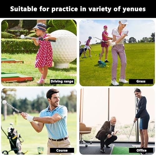 Retractable Golf Swing Training Aid:Golf Grip Trainer,Swing Right hand Black